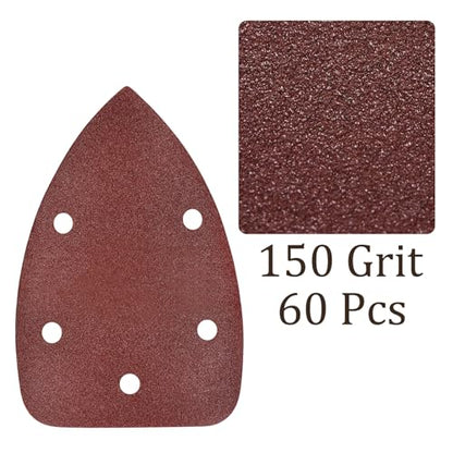 60pcs Mouse Sander Detail Sandpaper 150Grit 3.5"x5.5" Triangle - size: 150 grit