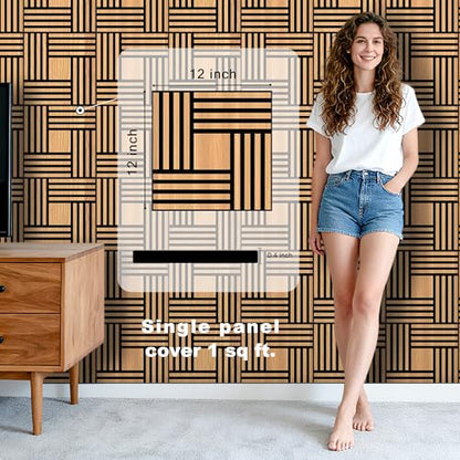 WoveN SounD Acoustic Wall Panels, Natural Oak, 16 Pack, 12x12 in - color: Metre, Natural Oak, 16 Pack