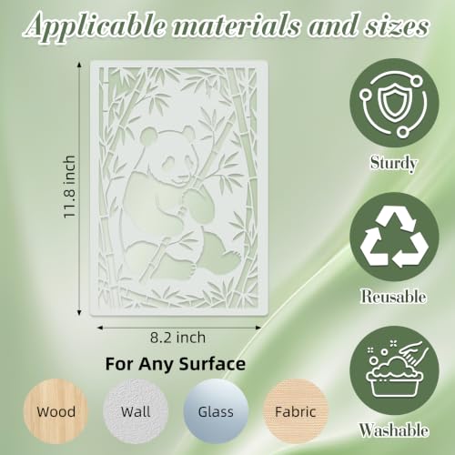 Panda Stencils for Crafts Reusable 16Pcs Stencils(11.8X8.2 Inch) - color: Panda