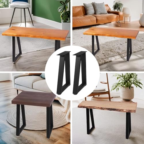 NXN-HOME 16 inch Trapezoid Metal Legs, Coffee Table Legs, Bench Metal Legs, Set of 2 Mid Century Home DIY Projects Black Furniture Legs(16”H x 10.8”W) - size: 16 inches-Trapezoid