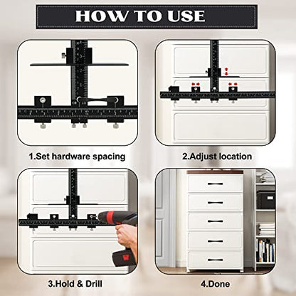 Haootadiy Cabinet Hardware Jig,Aluminum Cabinet Handle jig,Cabinet Hardware Template for Handle Pull Knob - color: Black