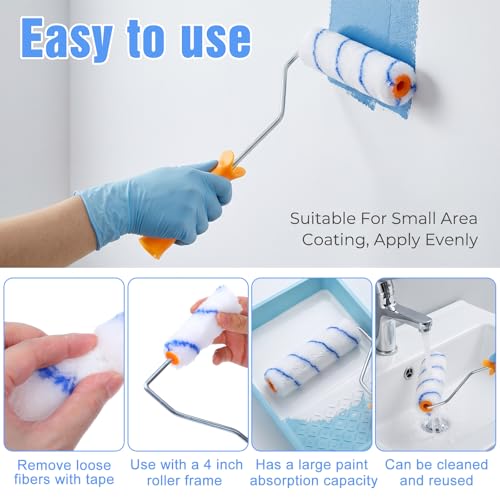 100 Pcs 4" Microfiber Paint Roller Covers, Microfiber Paints Roller