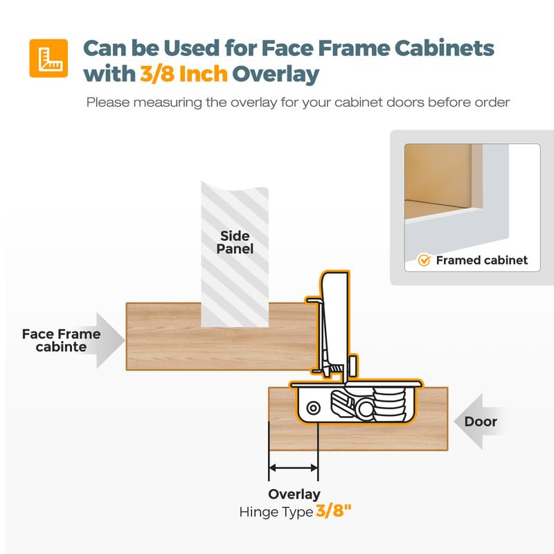 HOME EDIT 5 Pair 3/8 Inch Overlay Soft Close Cabinet Hinges Door Hinges - size: 3/8 inch Overlay