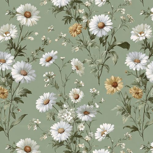 Livebor Floral Peel and Stick Wallpaper Green Wallpaper 16.9in x393.7in - color: Floral, size: 16.9" x 393.7"