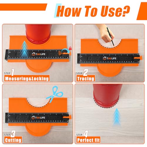 TOOLIFE 10 Inch Contour Gauge Profile Tool with Unlimited Connection - size: 10"-Unlimited Splicing