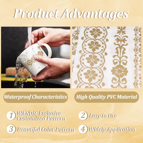 WANDIC 3 Sheets Gold Lace Rub On Transfer Stickers European Retro Scrapbook Stickers Window Decals Waterproof Decals Cup Wraps for DIY Furniture Photo Albums,15 * 30cm - color: Gold Retro Pattern 3
