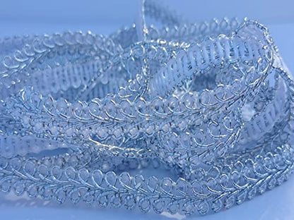 3/8 Inch Gimp Braid Trim 50 Yards for Upholstery Costume DIY Crafts (1314 Silver) - color: Silver