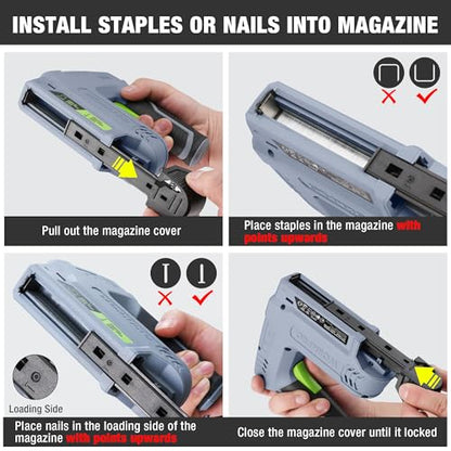 WORKPRO Electric Staple Gun, 2-in-1 Brad Nailer Electric with 2000PCS Staples Nails & USB Charger, 3.6V Staple Gun for Upholstering, Crafts, Carpentry, DIY, Grey - color: Gray