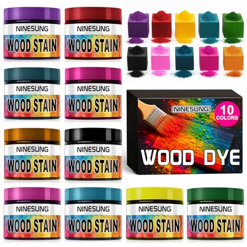 10-Colors Wood Dye Powder - Fast-Drying Pigment for Furniture Crafts - 4 oz Each Color (Indoor/Outdoor Use) - Vibrant, Water-Resistant Wood Stain for DIY Projects (10 Colors, 4 oz Each Color) - color: 10 Colors, size: 4 oz Each Color