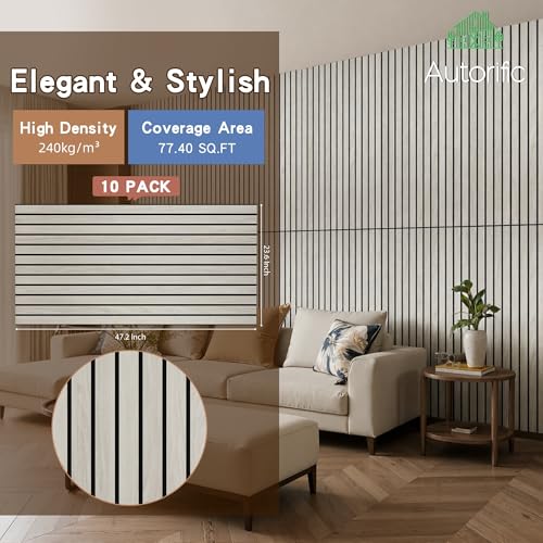 10 Pack Acoustic Wall Panels, 47.2”x23.6”x0.35”,Natural Oak - color: Mitred Natural Oak, size: 10 PACK