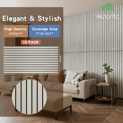 10 Pack Acoustic Wall Panels, 47.2”x23.6”x0.35”,Natural Oak - color: Mitred Natural Oak, size: 10 PACK