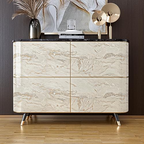 VaryPaper 15.7''x78.7'' Glossy Marble Wallpaper, Beige-Grey-Gold, Peel and Stick, Self-Adhesive, Thick, Durable, Removable, Waterproof, for Countertops, Kitchen, Bathroom, Desk, DIY Projects - color: Glossy-Beige Grey Gold, size: 15.7" x 78.7"