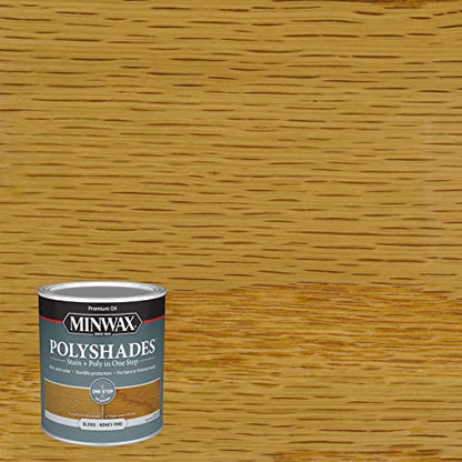 Minwax PolyShades Wood Stain + Polyurethane Finish – Quart, Honey Pine, Gloss - color: Honey Pine, size: 1 Quart, style: Gloss