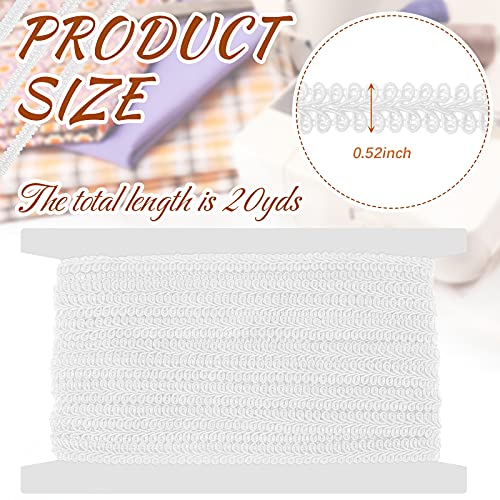 Jutom Gimp Braid Trim 1/2 Inch 20 Yard Gimp Braid Trim Decorative, White - color: White