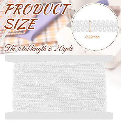 Jutom Gimp Braid Trim 1/2 Inch 20 Yard Gimp Braid Trim Decorative, White - color: White