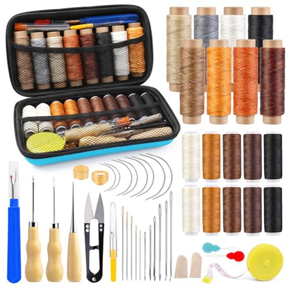 Upholstery Repair Kit, 71 Pcs Heavy Duty Sewing Kit, Leather Stitching Kit - color: Multicolor - Upgraded