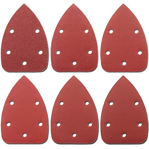 Detail Sander Paper, 80-600 Grits, Hook and Loop Backing, 5 Holes, for Sanding and Polishing, 60 Sheets - size: 80-600