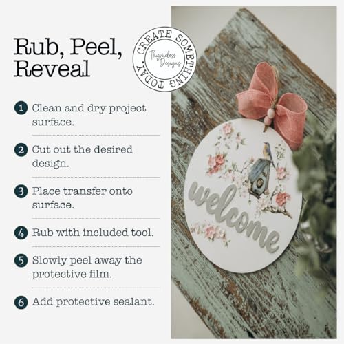 Rub on Transfers for Crafts and Furniture | 3 Design Sheets 6”x 12” | Home Decor Transfers | Furniture and Craft Decals | by Thymeless Designs (Farmhouse Churches) - style: Farmhouse Churches