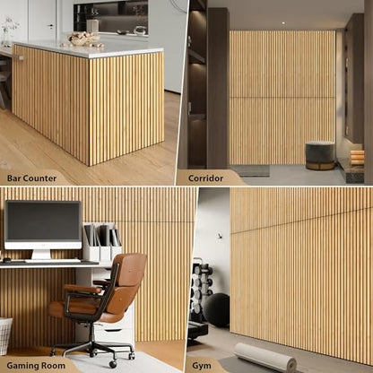 INMOZATA Peel and Stick Acoustic Wood Slat Wall Panels Nature Oak - color: Oak, size: 11.8"x23.6"