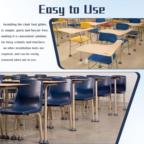 SiliFine 24 Pcs Feet Chair Glides Noise Cancelling Long Lasting Floor Protection Chair Leg Protectors Easy to Apply Teacher Classroom Supplies for Covers Prevent Floor Scuffs and Scratches