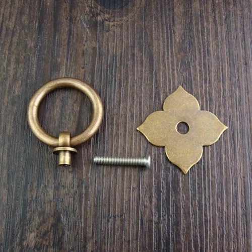 1Pc Brass Drawer Pulls Ring Dresser Knobs, 1.89"x1.69" - color: Brass, style: Four Corner Flower