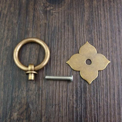 1Pc Brass Drawer Pulls Ring Dresser Knobs, 1.89"x1.69" - color: Brass, style: Four Corner Flower