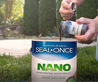 Seal-Once 4 oz Light Brown Semi-Transparent Wood Color Tint for Wood, Covers up to 125 sq. ft., 2" x 2" x 4" Bottle