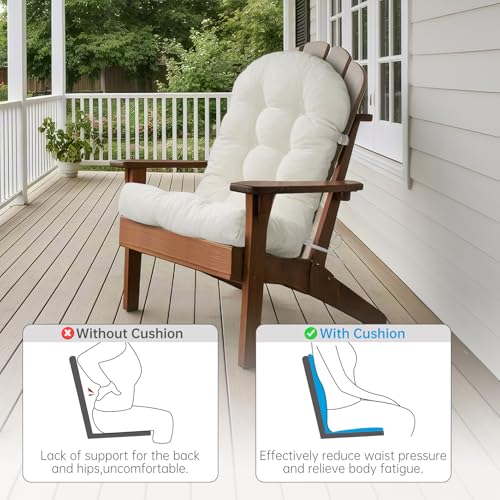 Rocking Chair Cushion 44x19x4 Non-Slip Indoor Adirondack Chair pad - color: Indoor White
