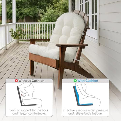 Rocking Chair Cushion 44x19x4 Non-Slip Indoor Adirondack Chair pad - color: Indoor White