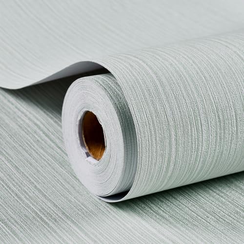 Haimin Grasscloth Wallpaper Textured 24in X 393in Fabric Contact Paper Textured Linen Peel and Stick Self-Adhesive Thick Vinyl Embossed Wallpaper - color: Light Green