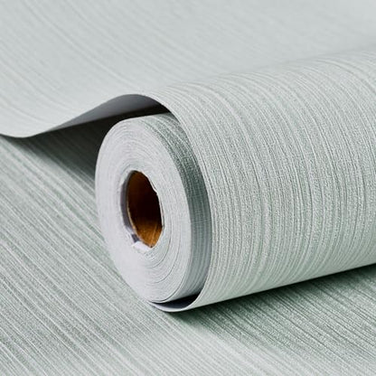 Haimin Grasscloth Wallpaper Textured 24in X 393in Fabric Contact Paper Textured Linen Peel and Stick Self-Adhesive Thick Vinyl Embossed Wallpaper - color: Light Green