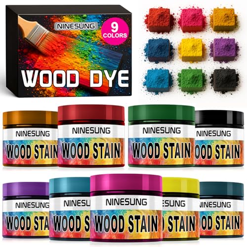 9-Colors Wood Dye Powder - Fast-Drying Pigment for Furniture Crafts - 4 oz Each Color (Indoor/Outdoor Use) - Vibrant, Water-Resistant Wood Stain for DIY Projects (9 Colors, 4 oz Each Color) - color: 9 Colors, size: 4 oz Each Color