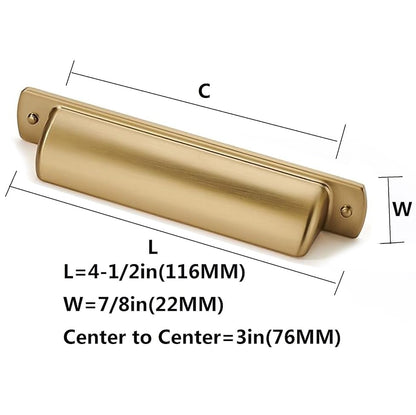khtumeware 2 Pack 3" Drawer Pulls Brushed Brass Cabinet Cup Pulls Kitchen Hardware Brushed Gold Cabinet Handles Drawer Handles Knobs 3 inch Hole Center - color: Brushed Brass, size: Cup Pulls 3" Hole Center
