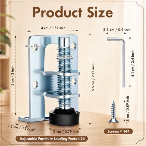 Kenning 24 Pack Cabinet Leveling Feet L Shaped Furniture Legs, Silver - color: Silver