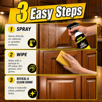 Kitchen Cabinet Cleaner, Wood Cabinet Degreaser & Furniture Cleaner, 2 Pack