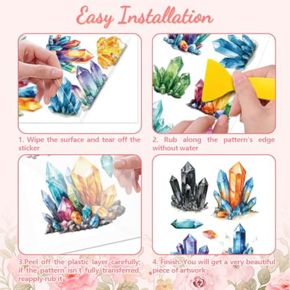 Peacoblue Colorful Crystal Rub On Transfers for Furniture Craft 6"x12" - style: Colorful Crystal