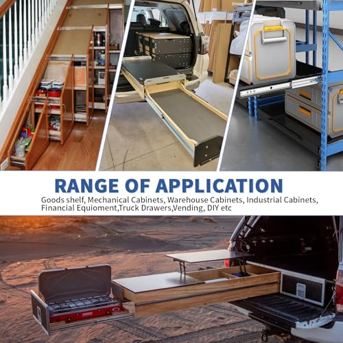 1 Pair 260 Lbs Heavy Duty Drawer Slides 12 14 16 18 20 22 24 26 28 30 32 36 40 inch Full Extension Ball Bearing Side Mount Cabinet Industrial Rail Tool Box Runner(14 inch, with M5 Screws) - size: 14 Inch, style: 260LB/W:53mm(NO Lock)