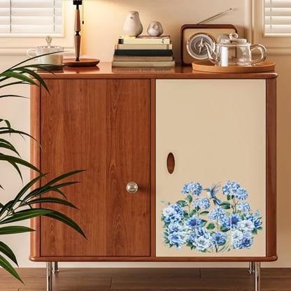 OLYCRAFT 3pcs/Set Blue Flowers Rub on Transfers for Furniture and Crafts 6x12 inch Hydrangea Hummingbird Furniture Decals Chrysanthemums Transfer Stickers Rub on Decals for Wood Home Decor - style: Blue Flower