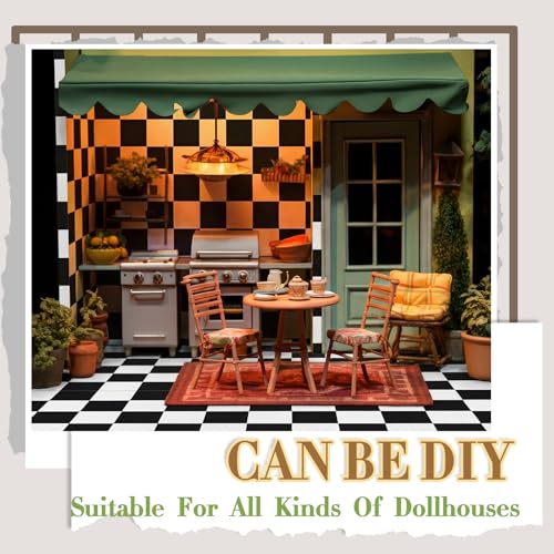 Flutesan 12 Pcs Miniature Dollhouse Wallpaper, Check Pattern - style: Check Pattern