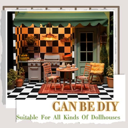Flutesan 12 Pcs Miniature Dollhouse Wallpaper, Check Pattern - style: Check Pattern