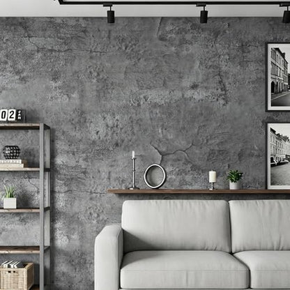 ReWallpaper 24in x 16.5ft Industrial Concrete Peel and Stick Wallpaper Waterproof Cement Wall Paper Grey Concrete Contact Paper Textured Wall Covering for Modern Apartment Living Room Bedroom Studio - color: Gray Concrete, size: 24in x 16.5ft