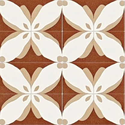 HOMETITUTE White Beige Brown Petal Pattern Floor 12x12 Vinyl Tile - color: White