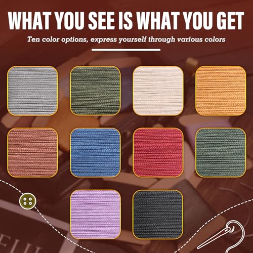 Waxed Thread 32 Yard 0.55mm Round Heavy Duty Leather Thread - color: Brown