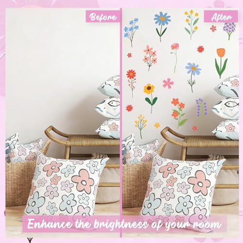 Spring Flower Wall Stickers, 8 Sheets 90 Pcs - color: Spring Flower