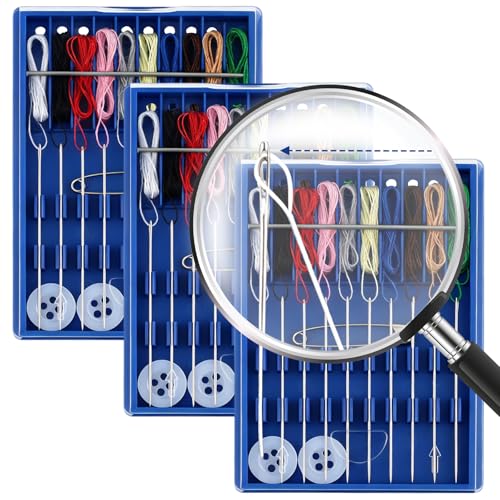 3PCS Pre-Threaded Sewing Box, Mini Ready-to-Use Needle and Thread Kit