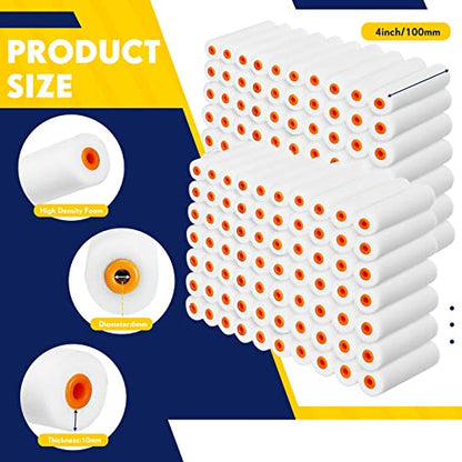Leumoi 160 Pcs 4 Inch Foam Mini Paint Roller Covers
