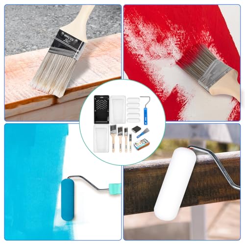 Paint Roller Kit, Paint Brushes and 4 Inch Foam Small Paint Roller Set, All in One Paint Tools for Professional or Home Owners for Professional Painting Results (Pack of 2) - size: Small (Pack of 2)