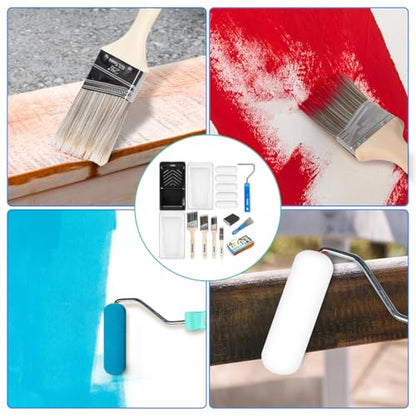 Paint Roller Kit, Paint Brushes and 4 Inch Foam Small Paint Roller Set, All in One Paint Tools for Professional or Home Owners for Professional Painting Results (Pack of 2) - size: Small (Pack of 2)