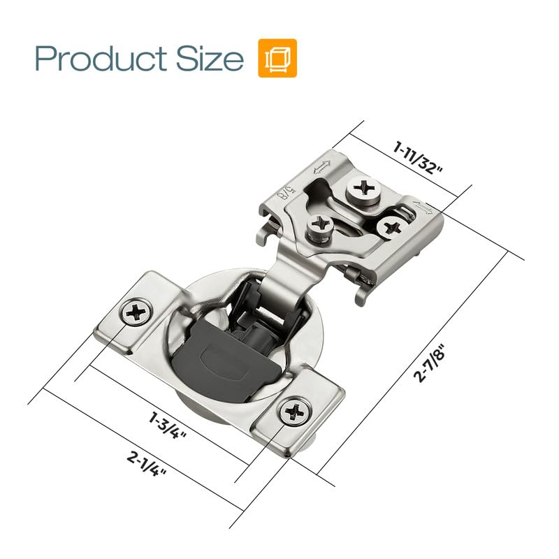 HOME EDIT 5 Pair 5/8 Inch Overlay Soft Close Cabinet Hinges Door Hinges - size: 5/8 inch Overlay