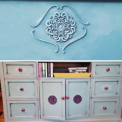 2Pcs Wood Carved Appliques Round Wooden Carving Onlays Decals for Furniture - color: 2-Pack, size: 3.94 inches